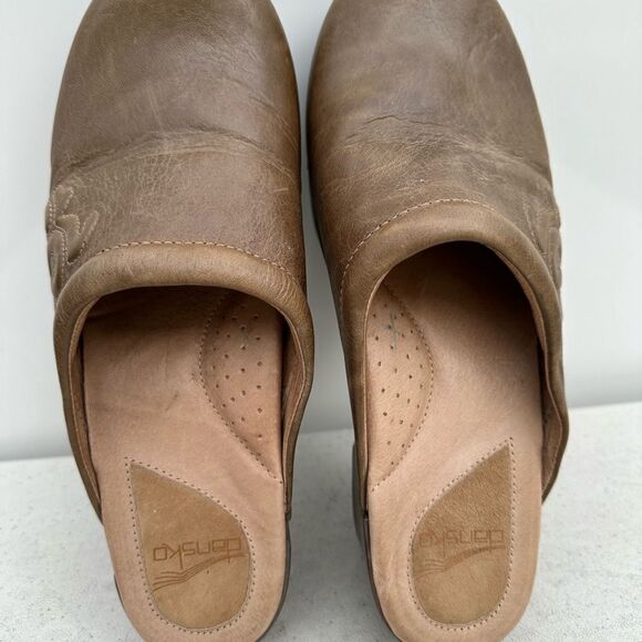 Dansko Brenda Mule Clogs Brown Green Burnished Leather Size 41-10,5-11 - Picture 4 of 8